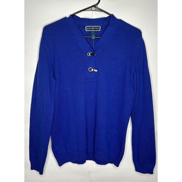 Karen Scott Women’s Gold Accent Sweater Royal Blue Size Medium NWT - Picture 1 of 8